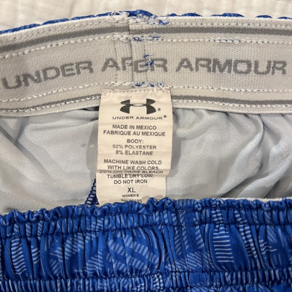 Women’s Under Armour Athletic Shorts | Blue Orange Graphic | XL - Picture 4 of 7
